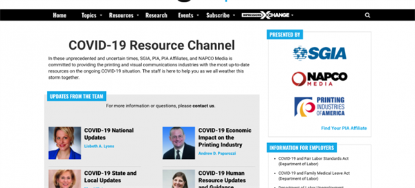 SGIA, NAPCO Media, PIA and its Affiliates Come Together to Launch Dedicated COVID-19 Resource Channel